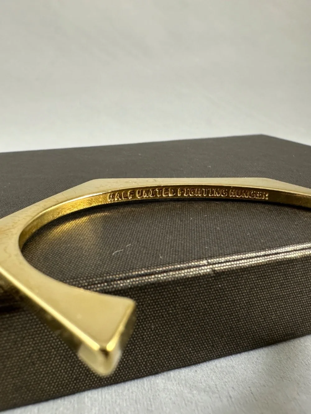 HALF UNITED Gold Geometric Hexagon Open Cuff Bangle Bracelet